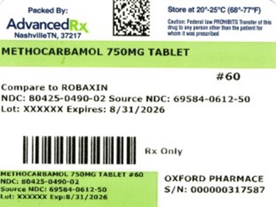 Methocarbamol 750mg 80425-0490-02.jpg Methocarbamol 750mg #60 - Methocarbamol 750mg 80425 0490 02